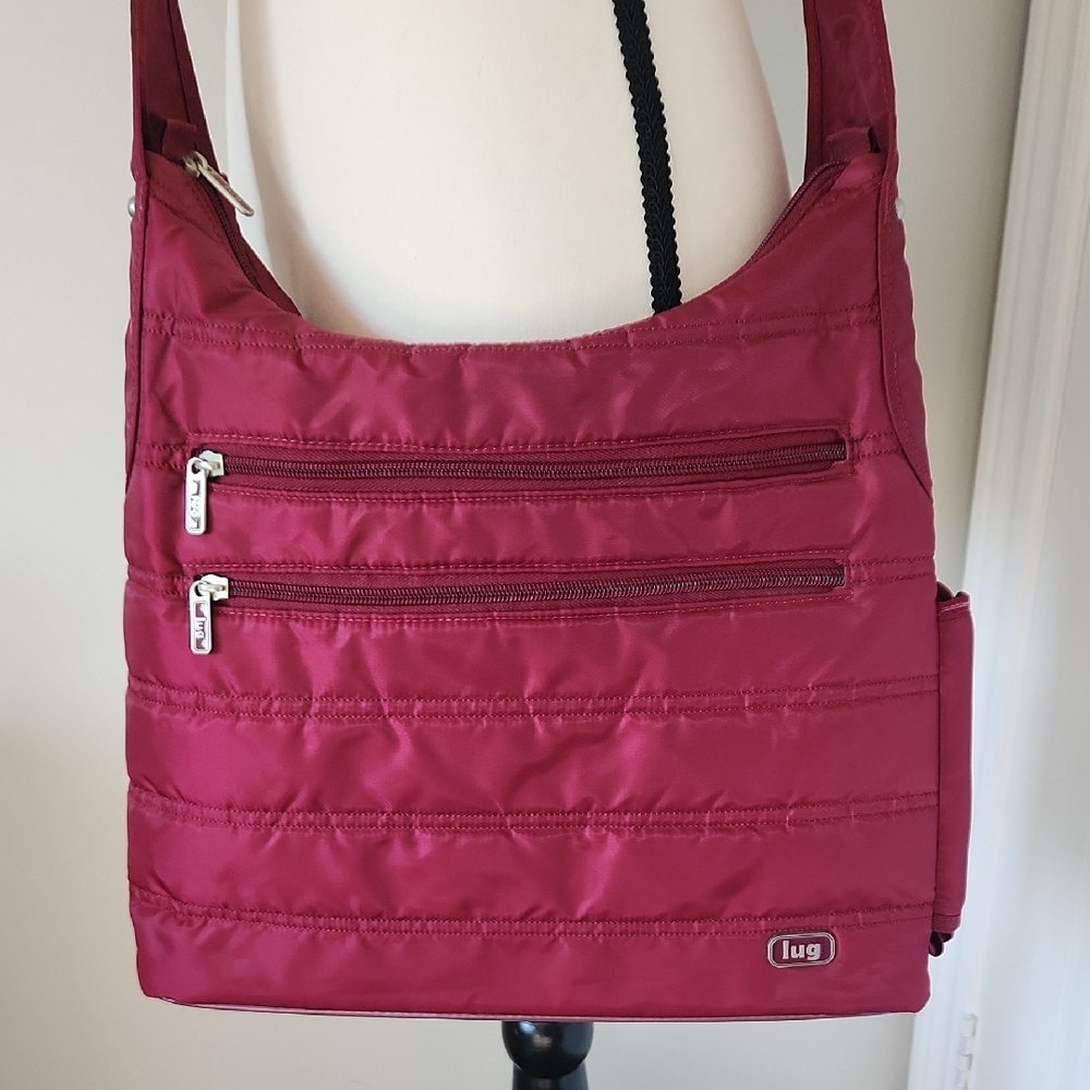 Lug Cable Car Cranberry nylon crossbody bag